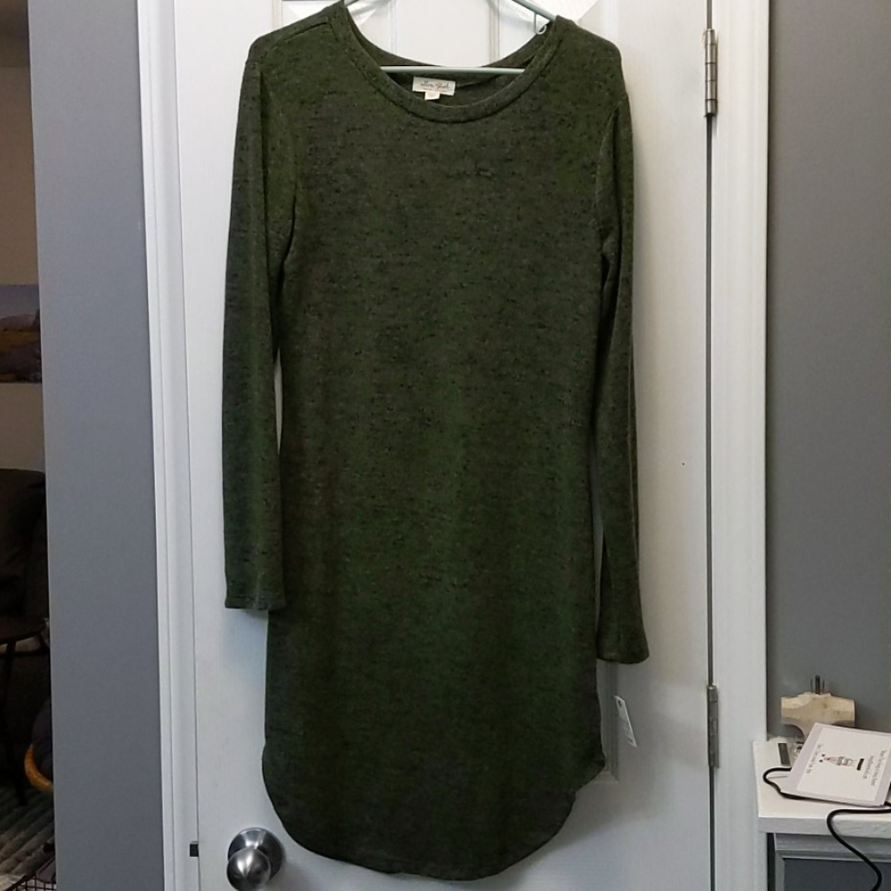 Green black gray sweater dress